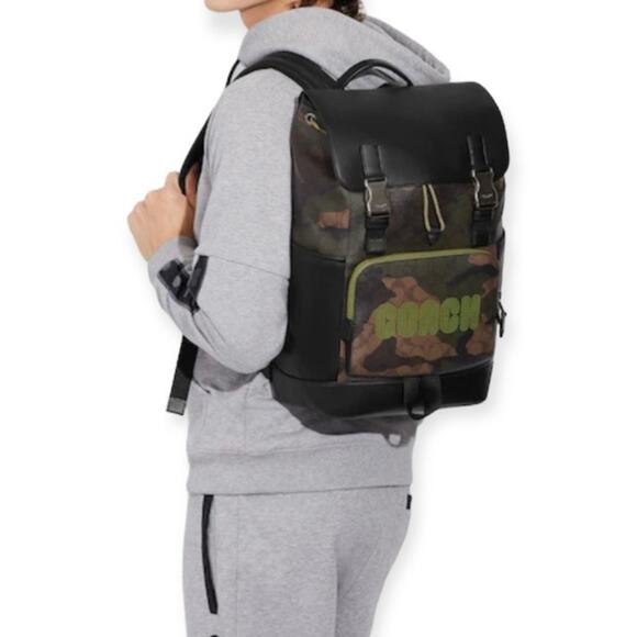 COACH Track Backpack In Signature Canvas Camo Print - Picture 13 of 16